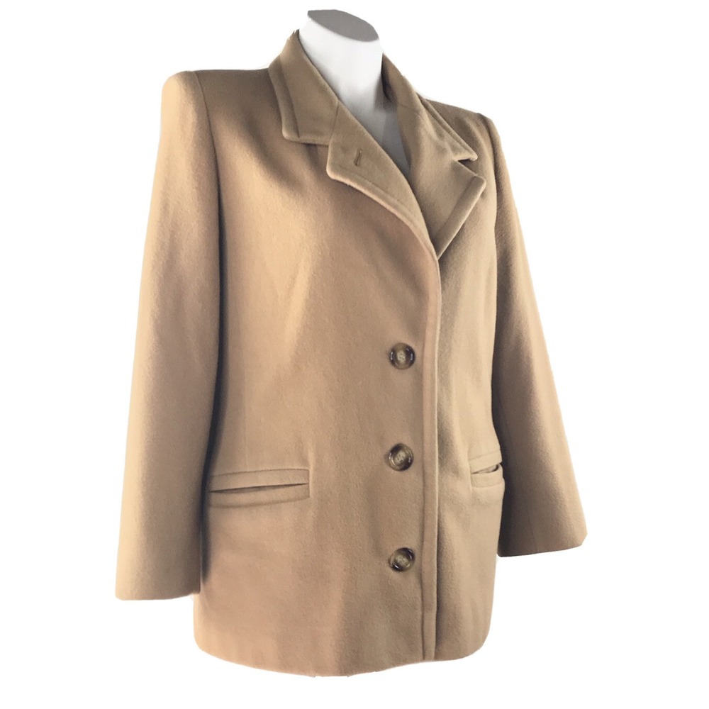 Mackintosh Vintage‎ Camel Tan 100% Pure Wool Coat Made in USA Womens 14 READ